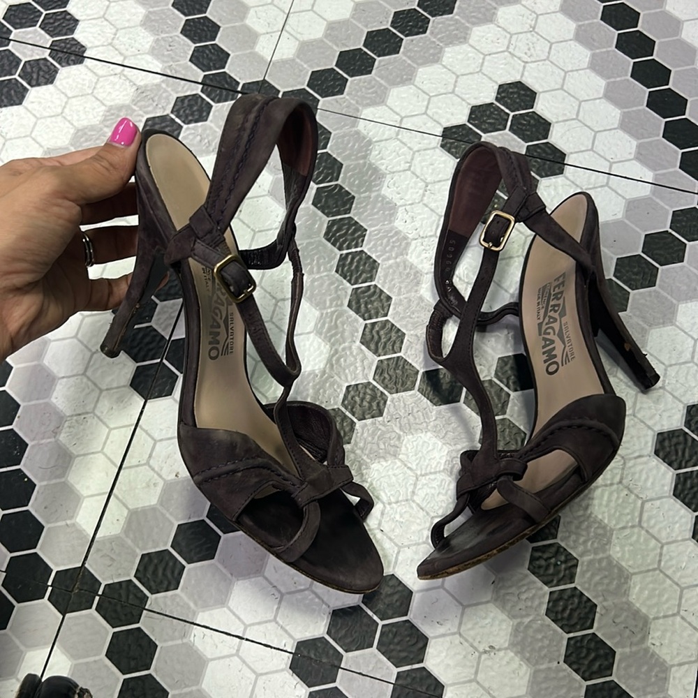 Brown Leather Ferragamo Heels